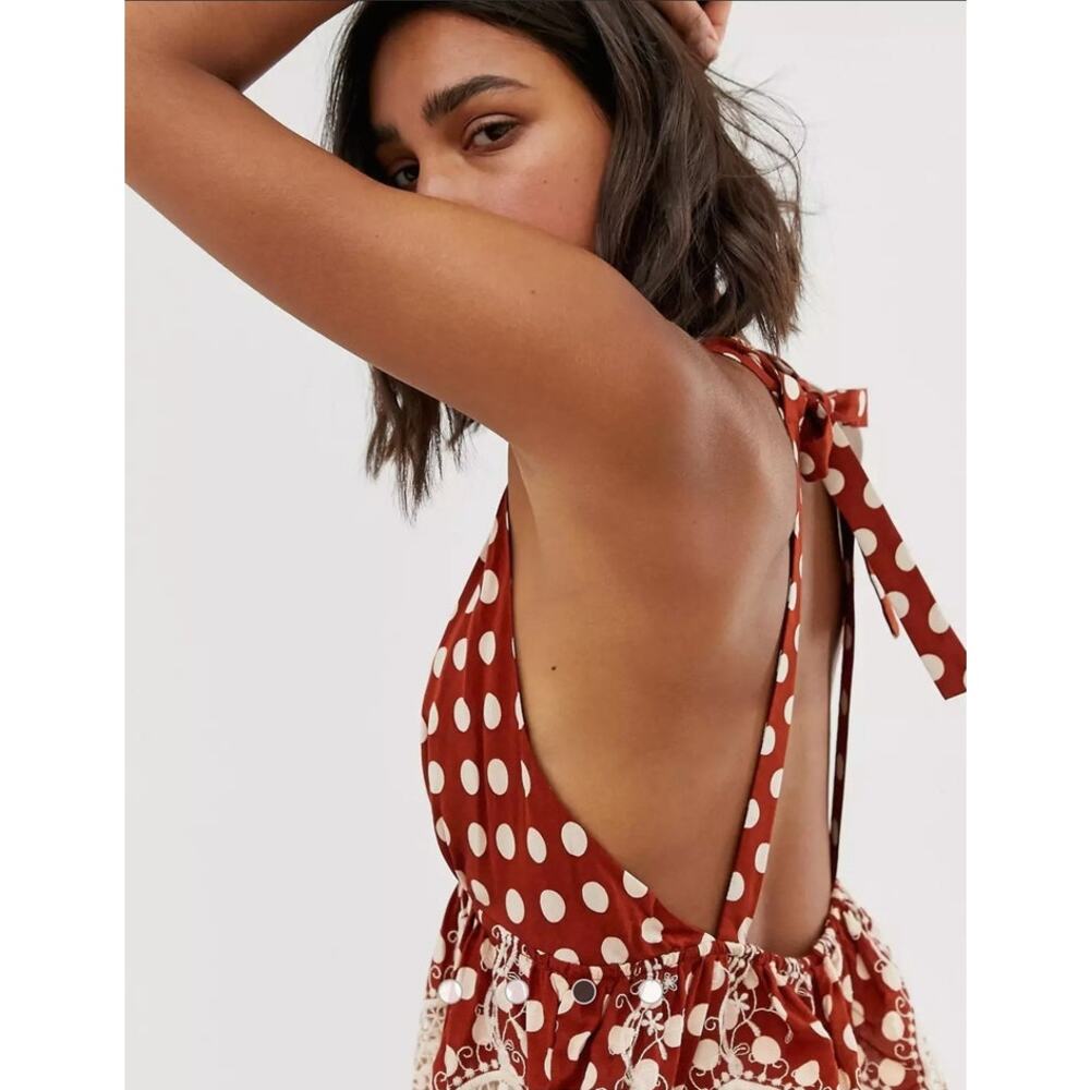 Free People Lunch Date Crochet Detail Halter Neck Top, Size M - Picture 3 of 8